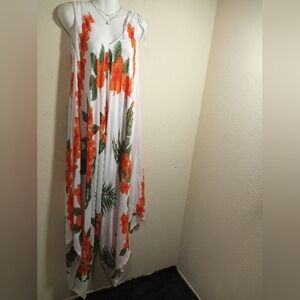 Floral Orange and White Jumpsuit